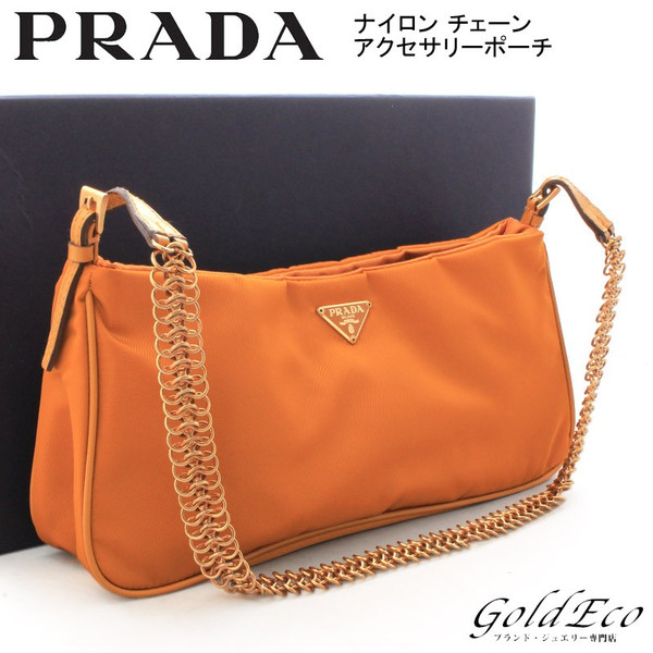 PRADA 【プラダ】ロゴ アクセサリーポーチチェーン ハンドバッグミニ PRADA 【プラダ】ロゴ アクセサリーポーチチェーン ハンドバッグミニ