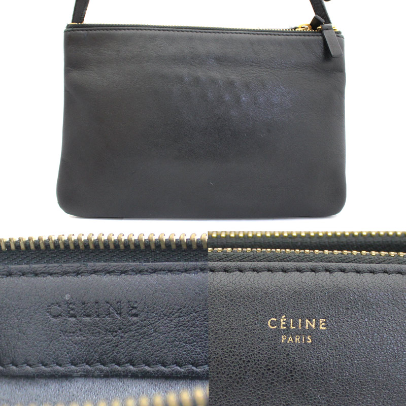 CELINE【セリーヌ】レザー トリオ スモール ショルダーバッグ ブラック CELINE【セリーヌ】レザー トリオ スモール ショルダーバッグ ブラック