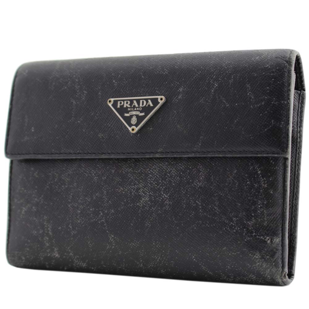 Prada プラダ 三つ折り財布 レザー ブラック メンズ 中古 ー ブラモ 欲しいブランド品がすぐ見つかる ネット通販サイト