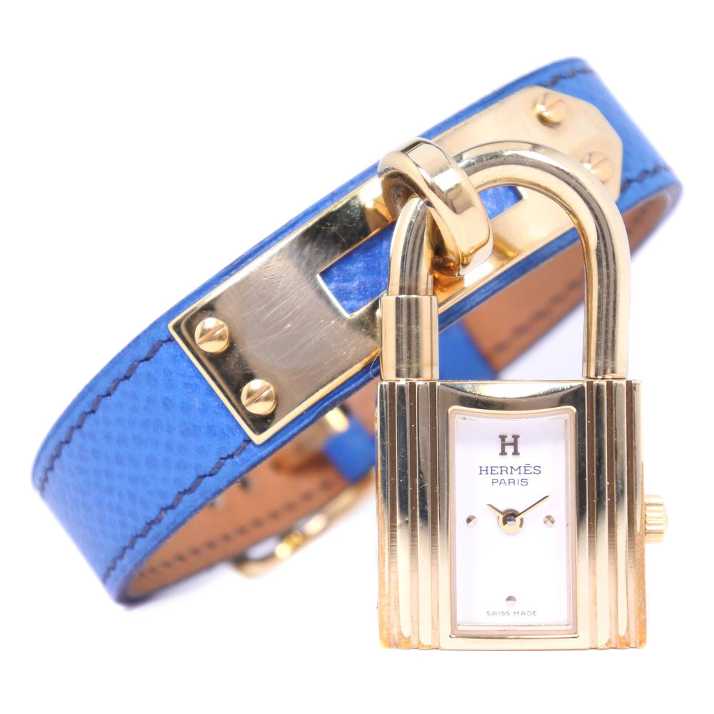 HERMES エルメス ケリーウォッチ KE1.201 GP×レザー ブルー 〇Z刻印