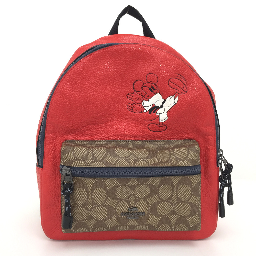 低価限定品 新品タグ付き コーチ 空手ミッキー 赤 D1qtf M ディズニーコラボ リュック 22好評