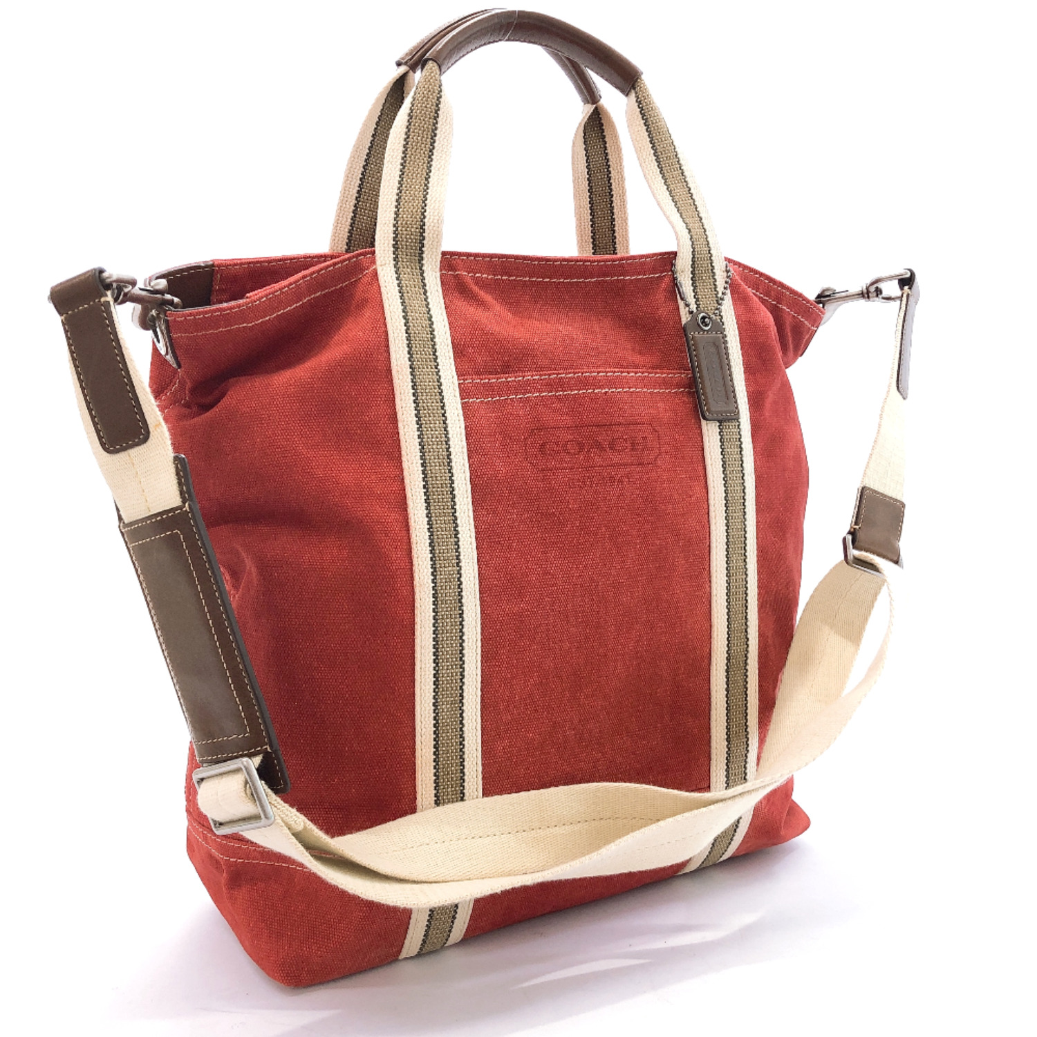 Coach コーチ トートバッグ キャンバス レッド 中古 メンズ ー ブラモ 欲しいブランド品がすぐ見つかる ネット通販サイト