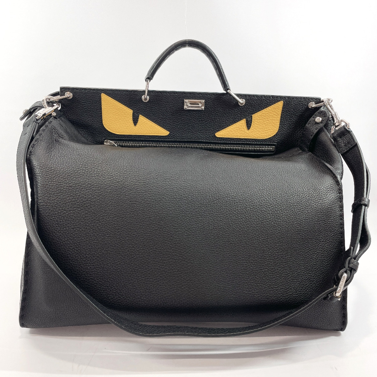 Fendi フェンディ トートバッグ 49 43 モンスター ピーカブー セレリア レザー ブラック 中古 メンズ ー ブラモ 欲しいブランド品がすぐ見つかる ネット通販サイト