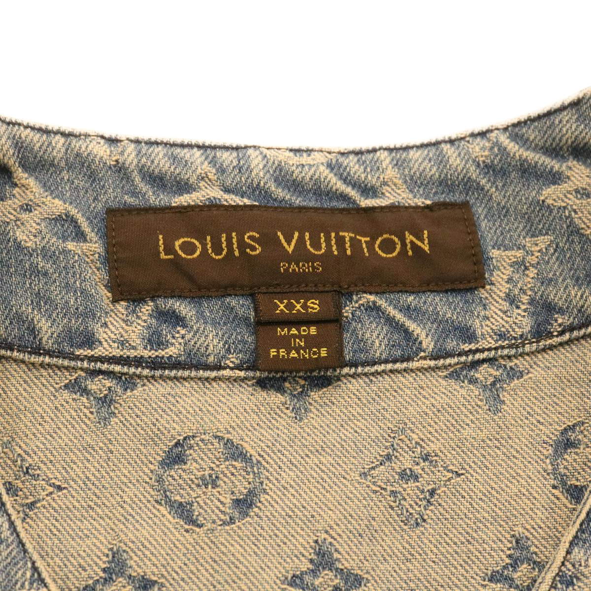 LOUIS VUITTON x Supreme Denim Baseball Shirt Blue Size XXS Auth