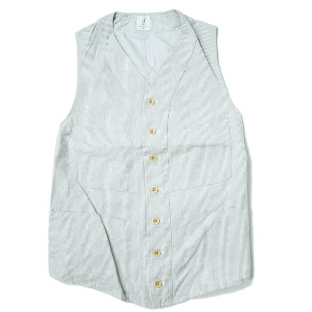 人気新品 ANATOMICA France Gillet BLUE S STRIPE COTTON - VEST SAGAN トップス